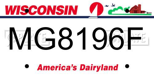 MG8196F Wisconsin License Plate