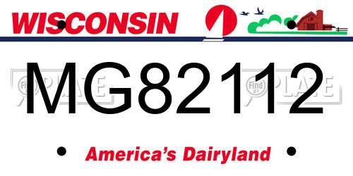 MG82112 Wisconsin License Plate