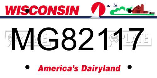 MG82117 Wisconsin License Plate