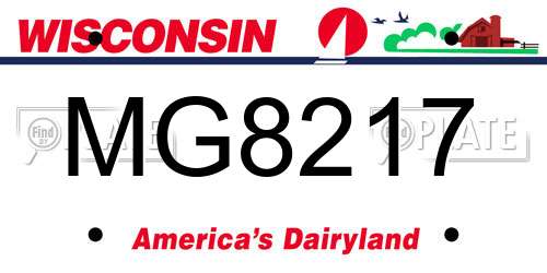 MG8217 Wisconsin License Plate
