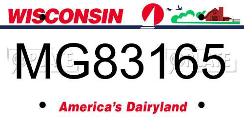 MG83165 Wisconsin License Plate