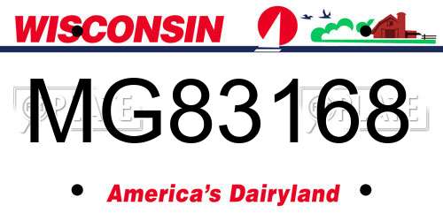 MG83168 Wisconsin License Plate