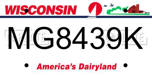 MG8439K Wisconsin License Plate