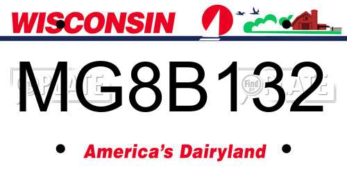 MG8B132 Wisconsin License Plate
