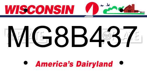 MG8B437 Wisconsin License Plate