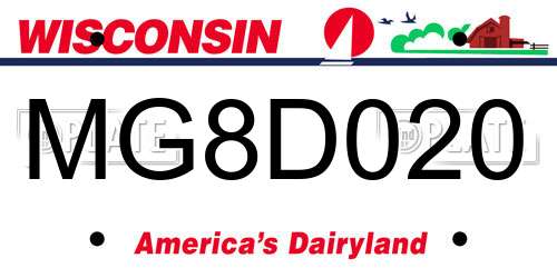 MG8D020 Wisconsin License Plate