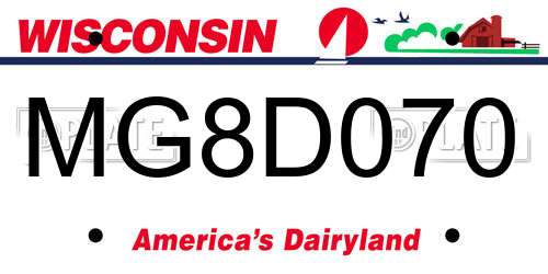 MG8D070 Wisconsin License Plate