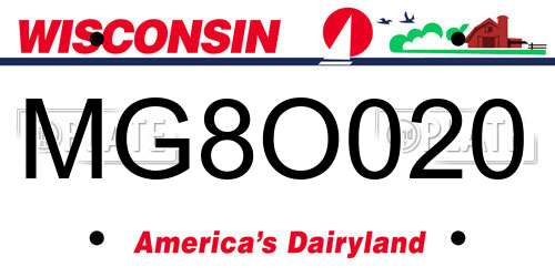 MG8O020 Wisconsin License Plate