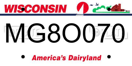 MG8O070 Wisconsin License Plate