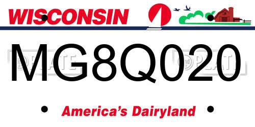 MG8Q020 Wisconsin License Plate