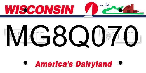 MG8Q070 Wisconsin License Plate