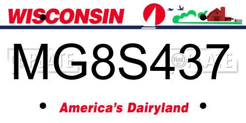 MG8S437 Wisconsin License Plate