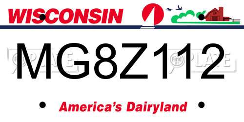 MG8Z112 Wisconsin License Plate