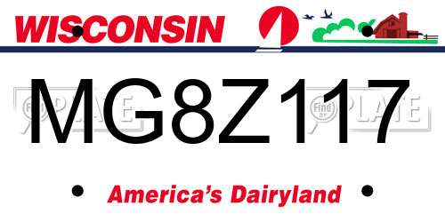 MG8Z117 Wisconsin License Plate
