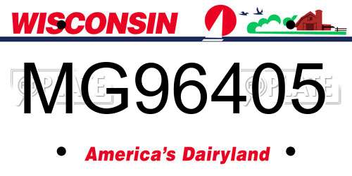 MG96405 Wisconsin License Plate
