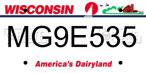 MG9E535 Wisconsin License Plate