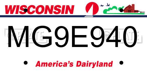 MG9E940 Wisconsin License Plate