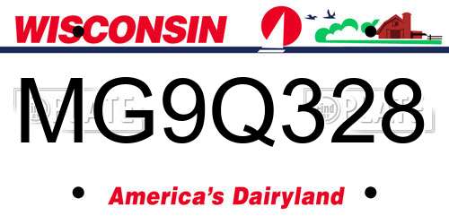 MG9Q328 Wisconsin License Plate