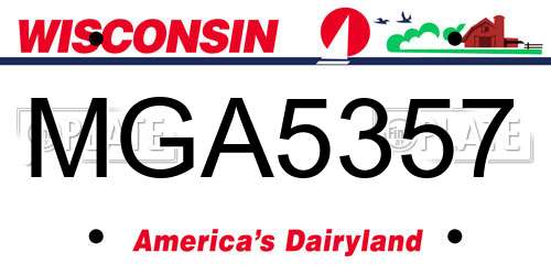 MGA5357 Wisconsin License Plate