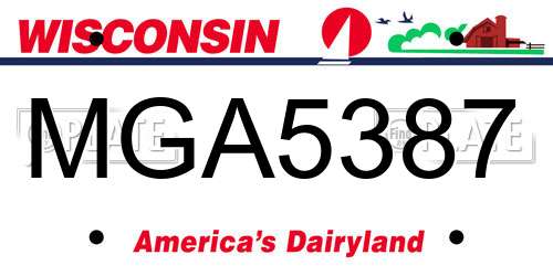 MGA5387 Wisconsin License Plate