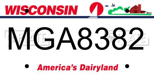 MGA8382 Wisconsin License Plate