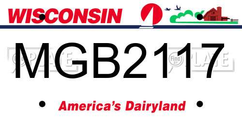 MGB2117 Wisconsin License Plate