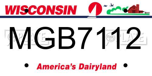MGB7112 Wisconsin License Plate