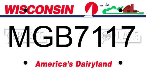 MGB7117 Wisconsin License Plate
