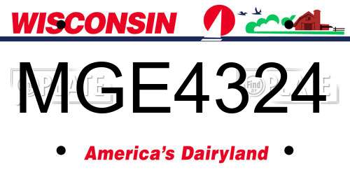 MGE4324 Wisconsin License Plate