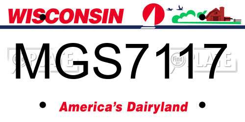 MGS7117 Wisconsin License Plate
