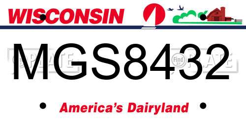 MGS8432 Wisconsin License Plate