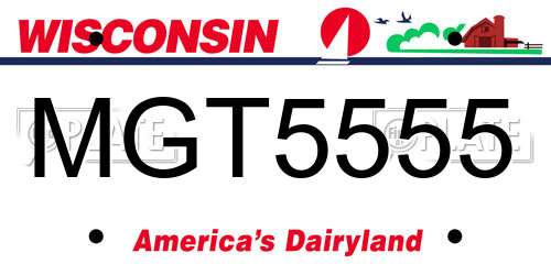 MGT5555 Wisconsin License Plate