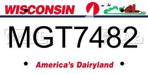 MGT7482 Wisconsin License Plate