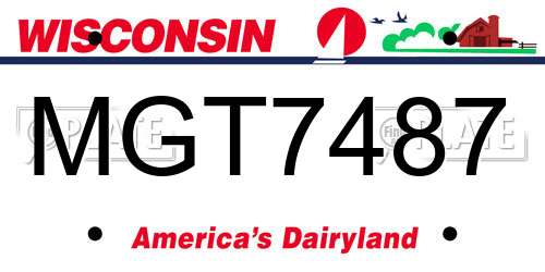 MGT7487 Wisconsin License Plate