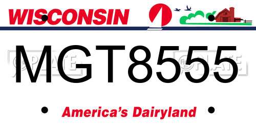 MGT8555 Wisconsin License Plate