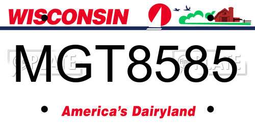 MGT8585 Wisconsin License Plate