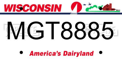 MGT8885 Wisconsin License Plate