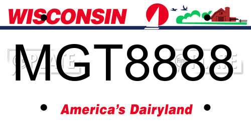 MGT8888 Wisconsin License Plate