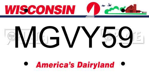 MGVY59 Wisconsin License Plate