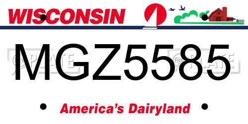 MGZ5585 Wisconsin License Plate