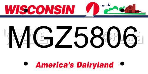 MGZ5806 Wisconsin License Plate