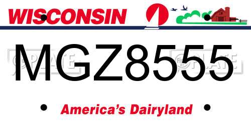 MGZ8555 Wisconsin License Plate