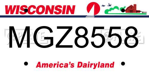 MGZ8558 Wisconsin License Plate