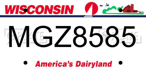 MGZ8585 Wisconsin License Plate