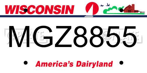 MGZ8855 Wisconsin License Plate