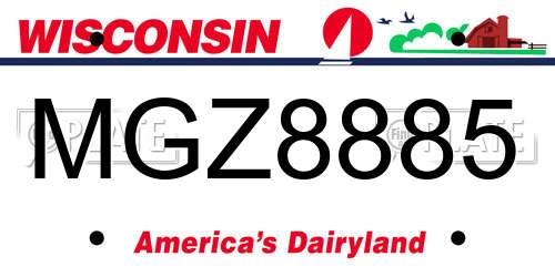 MGZ8885 Wisconsin License Plate