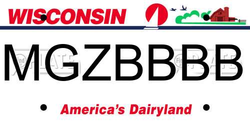MGZBBBB Wisconsin License Plate