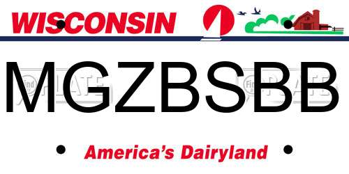 MGZBSBB Wisconsin License Plate