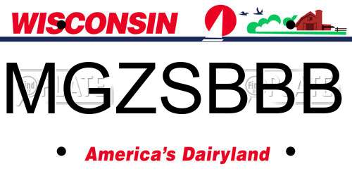 MGZSBBB Wisconsin License Plate