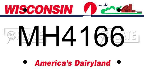 MH4166 Wisconsin License Plate